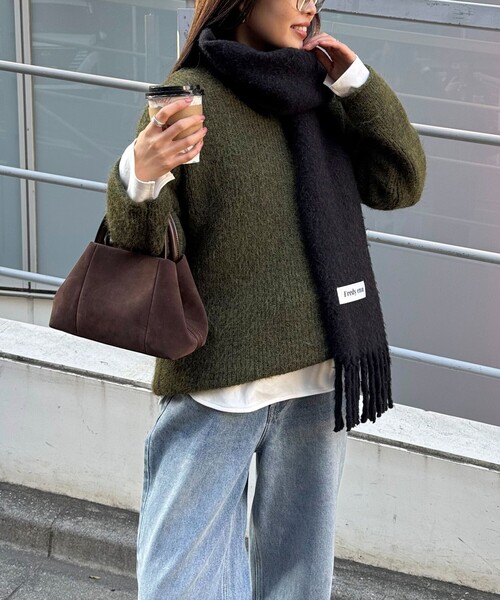 fredy emue（フレディエミュ）の「ミドル丈片畦ニットプルオーバー（ニット/セーター・レディース・イエロー/カーキ/ベビーピンク/ライトグレー・38）」の10枚目の写真