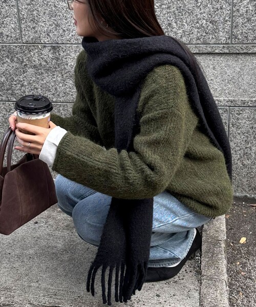 fredy emue（フレディエミュ）の「ミドル丈片畦ニットプルオーバー（ニット/セーター・レディース・イエロー/カーキ/ベビーピンク/ライトグレー・38）」の13枚目の写真