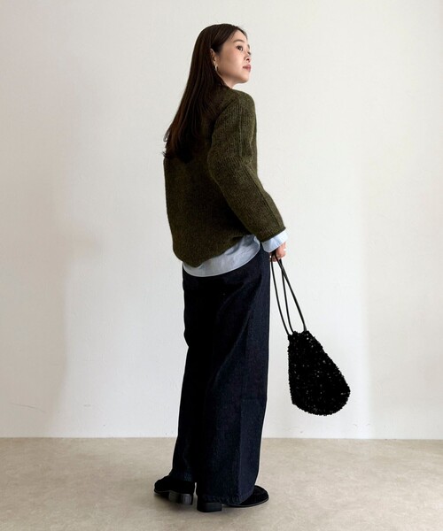 fredy emue（フレディエミュ）の「ミドル丈片畦ニットプルオーバー（ニット/セーター・レディース・イエロー/カーキ/ベビーピンク/ライトグレー・38）」の17枚目の写真