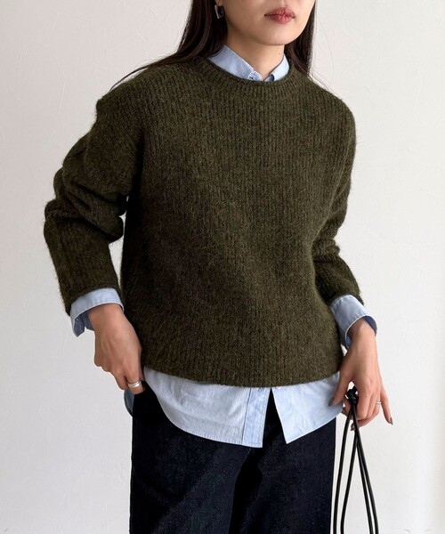 fredy emue（フレディエミュ）の「ミドル丈片畦ニットプルオーバー（ニット/セーター・レディース・イエロー/カーキ/ベビーピンク/ライトグレー・38）」の18枚目の写真