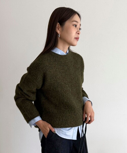 fredy emue（フレディエミュ）の「ミドル丈片畦ニットプルオーバー（ニット/セーター・レディース・イエロー/カーキ/ベビーピンク/ライトグレー・38）」の19枚目の写真