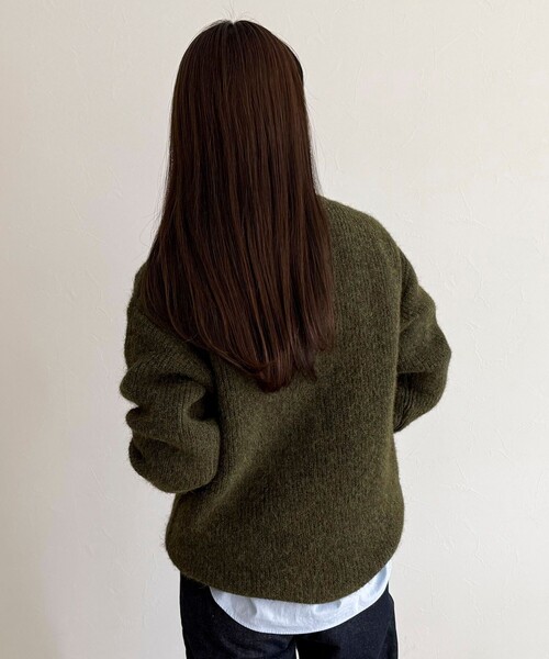 fredy emue（フレディエミュ）の「ミドル丈片畦ニットプルオーバー（ニット/セーター・レディース・イエロー/カーキ/ベビーピンク/ライトグレー・38）」の20枚目の写真