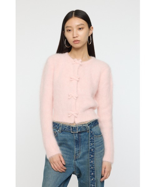 MOUSSY(マウジー)の「FRONT RIBBON カーディガン(カーディガン/ボレロ・レディース・ライトピンク/ライトブラック/杢グレー/アイボリー・FREE)」の4枚目の写真