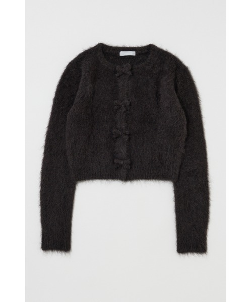 MOUSSY(マウジー)の「FRONT RIBBON カーディガン(カーディガン/ボレロ・レディース・ライトピンク/ライトブラック/杢グレー/アイボリー・FREE)」の2枚目の写真