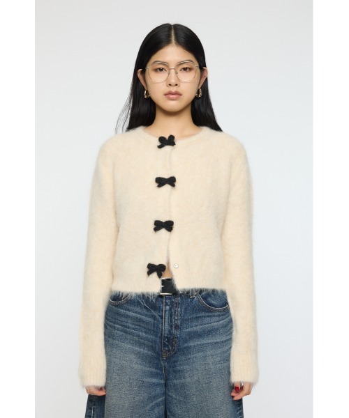 MOUSSY FRONT RIBBON カーディガン　　アイボリー FRONT RIBBON カーディガン（カーディガン/ボレロ）｜MOUSSY（マウジー