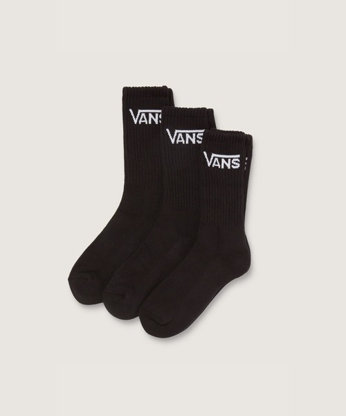 VANS(バンズ)の「クラシック クルーソックス(3足) / CLASSIC CREW Black VN000F0XBLK1(ソックス/靴下・メンズ・ブラック・MEDIUM)」の1枚目の写真