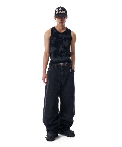 AAKAM（アーカム）の「Knee Incision Washed Denim Pants (Black)（デニムパンツ・レディース・その他・1/2）」の12枚目の写真