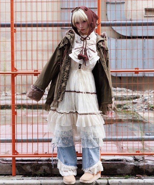 axes femme（アクシーズファム）の「リボンセットレースワンピース（ワンピース・レディース・ブラック/キナリ・FREE）」の2枚目の写真