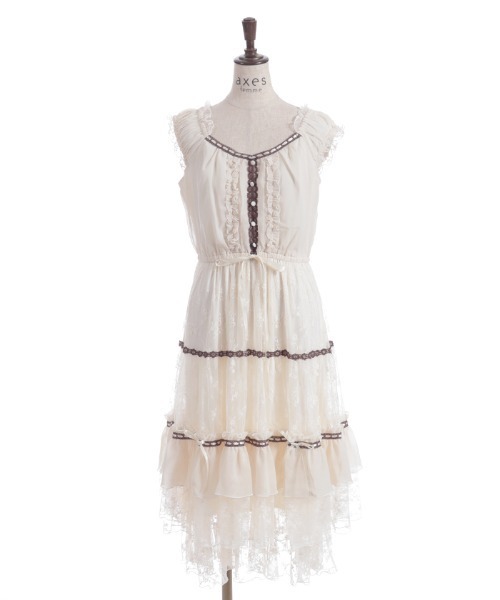 axes femme（アクシーズファム）の「リボンセットレースワンピース（ワンピース・レディース・ブラック/キナリ・FREE）」の20枚目の写真