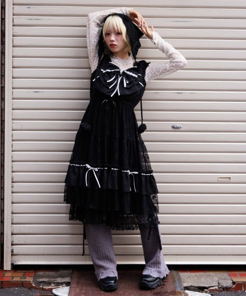 axes femme（アクシーズファム）の「リボンセットレースワンピース（ワンピース・レディース・ブラック/キナリ・FREE）」の6枚目の写真