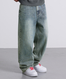 デイリーウォッシングデニムパンツ-グレーブルー
