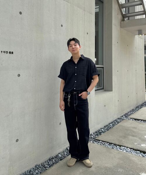MUSINSA STANDARD（ムシンサスタンダード）の「コントラストステッチレギュラーフィットデニムパンツ[ブラック]（デニムパンツ・メンズ・その他・27/28/29/34/32/30/31/33/26/40/38/42/36）」の10枚目の写真