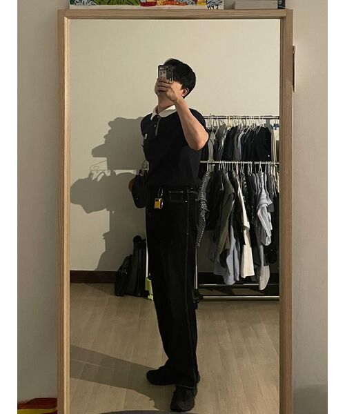 MUSINSA STANDARD（ムシンサスタンダード）の「コントラストステッチレギュラーフィットデニムパンツ[ブラック]（デニムパンツ・メンズ・その他・27/28/29/34/32/30/31/33/26/40/38/42/36）」の14枚目の写真