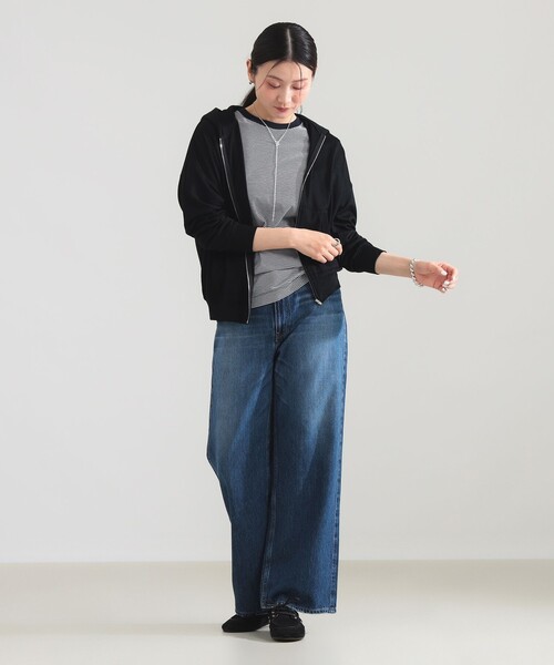 WRAPINKNOT(ラッピンノット)の「WRAPINKNOT / メリノウール ジップ フーディー(パーカー・レディース・ブラック/ブラウン・ONE SIZE)」の3枚目の写真