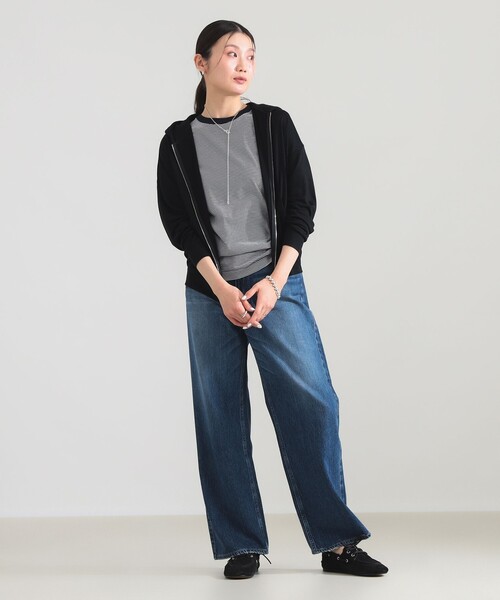 WRAPINKNOT(ラッピンノット)の「WRAPINKNOT / メリノウール ジップ フーディー(パーカー・レディース・ブラック/ブラウン・ONE SIZE)」の4枚目の写真