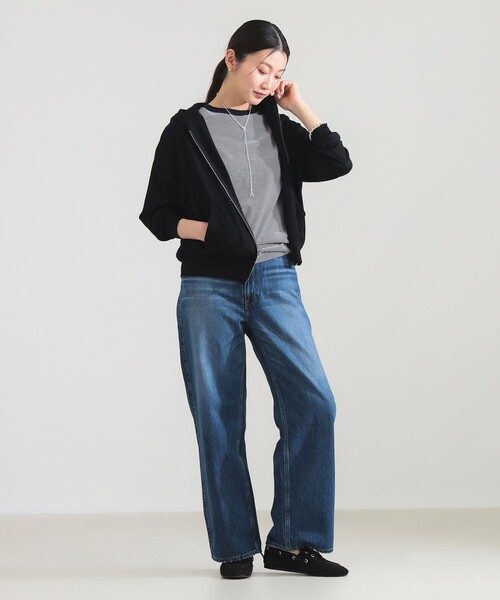 WRAPINKNOT(ラッピンノット)の「WRAPINKNOT / メリノウール ジップ フーディー(パーカー・レディース・ブラック/ブラウン・ONE SIZE)」の5枚目の写真