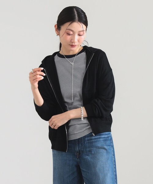 WRAPINKNOT(ラッピンノット)の「WRAPINKNOT / メリノウール ジップ フーディー(パーカー・レディース・ブラック/ブラウン・ONE SIZE)」の7枚目の写真
