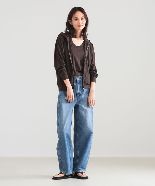 WRAPINKNOT(ラッピンノット)の「WRAPINKNOT / メリノウール ジップ フーディー(パーカー・レディース・ブラック/ブラウン・ONE SIZE)」の9枚目の写真