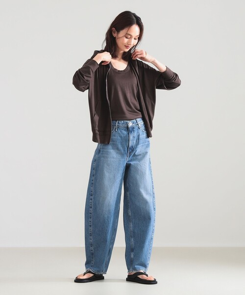 WRAPINKNOT(ラッピンノット)の「WRAPINKNOT / メリノウール ジップ フーディー(パーカー・レディース・ブラック/ブラウン・ONE SIZE)」の10枚目の写真