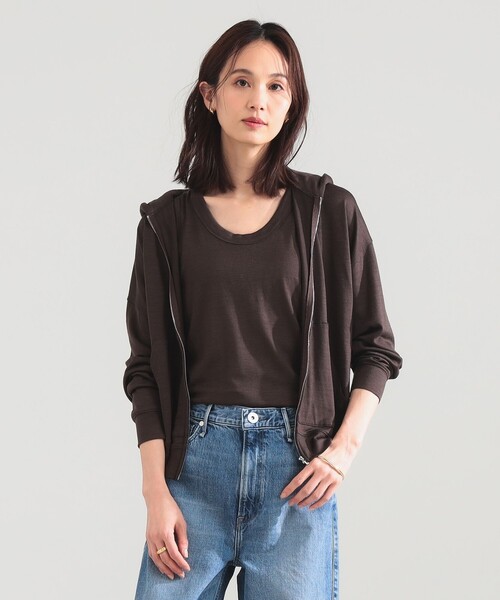 WRAPINKNOT(ラッピンノット)の「WRAPINKNOT / メリノウール ジップ フーディー(パーカー・レディース・ブラック/ブラウン・ONE SIZE)」の11枚目の写真