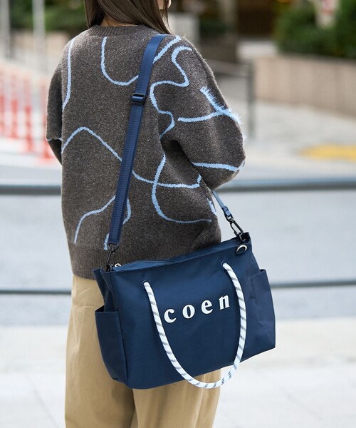 coen(コーエン)の「【再入荷/新色登場】coen(コーエン)ロゴ ポリキャンバスショルダーバッグ(WEB限定カラーあり)(ショルダーバッグ・レディース・グレー/ブラック/ネイビー/ベージュ・FREE)」の4枚目の写真