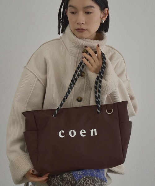 coen(コーエン)の「【再入荷/新色登場】coen(コーエン)ロゴ ポリキャンバスショルダーバッグ(WEB限定カラーあり)(ショルダーバッグ・レディース・グレー/ブラック/ネイビー/ベージュ・FREE)」の5枚目の写真