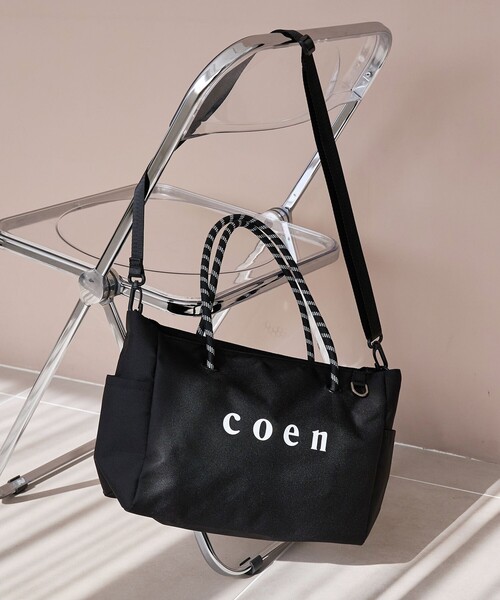 coen(コーエン)の「【再入荷/新色登場】coen(コーエン)ロゴ ポリキャンバスショルダーバッグ(WEB限定カラーあり)(ショルダーバッグ・レディース・グレー/ブラック/ネイビー/ベージュ・FREE)」の6枚目の写真