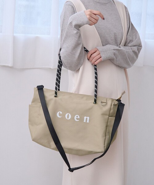coen(コーエン)の「【再入荷/新色登場】coen(コーエン)ロゴ ポリキャンバスショルダーバッグ(WEB限定カラーあり)(ショルダーバッグ・レディース・グレー/ブラック/ネイビー/ベージュ・FREE)」の13枚目の写真