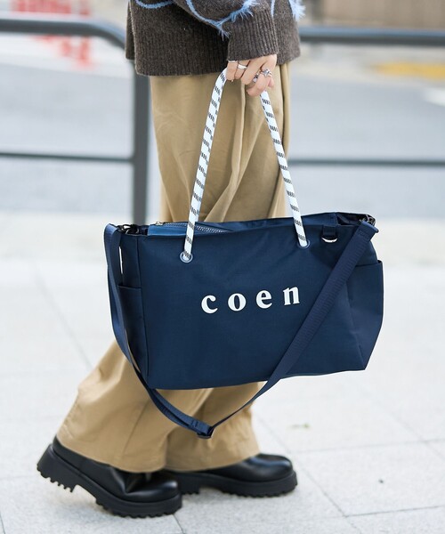 coen(コーエン)の「【再入荷/新色登場】coen(コーエン)ロゴ ポリキャンバスショルダーバッグ(WEB限定カラーあり)(ショルダーバッグ・レディース・グレー/ブラック/ネイビー/ベージュ・FREE)」の15枚目の写真