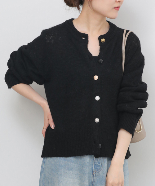 JOURNAL STANDARD relume（ジャーナルスタンダード　レリューム）の「ビジューボタンカーディガン（カーディガン/ボレロ・レディース・チャコールグレー/ブラック・FREE）」の8枚目の写真