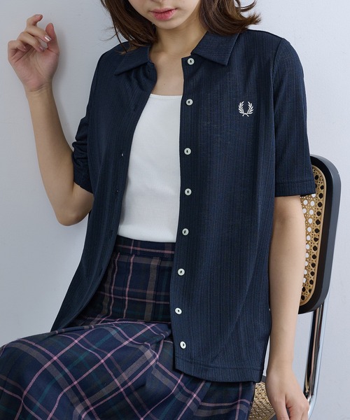 FRED PERRY】BUTTON-THROUGH SHEER RIB POLO SHIRT G2185/ボタンスルー