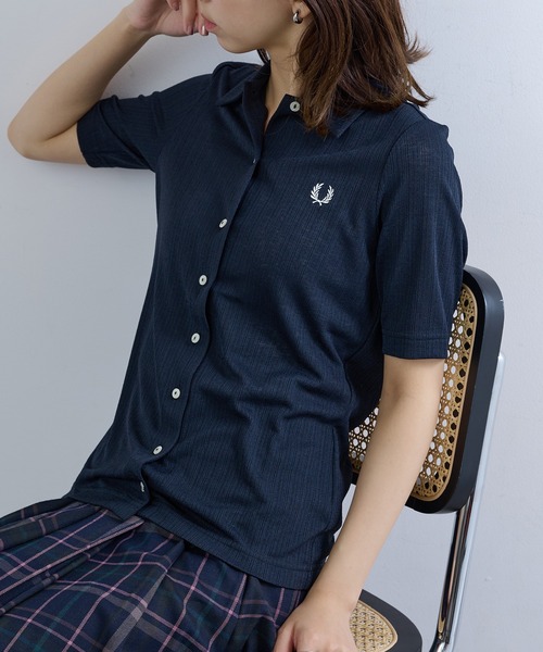 FRED PERRY】BUTTON-THROUGH SHEER RIB POLO SHIRT G2185/ボタンスルー