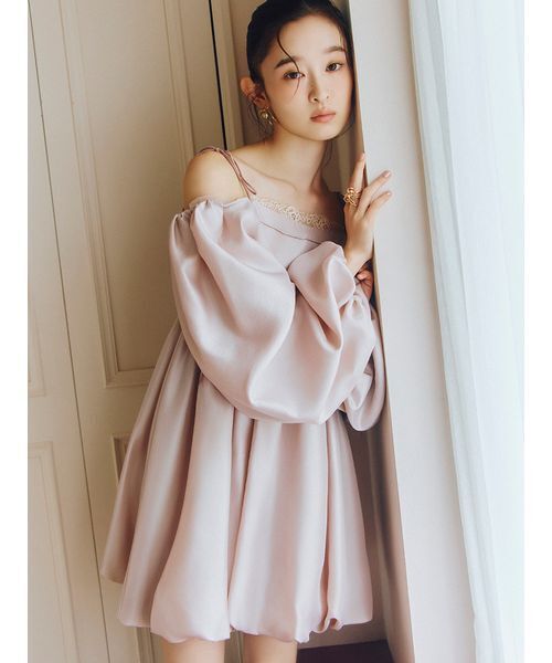 LILY BROWN（リリーブラウン）の「バルーンミニドレス（その他トップス・レディース・ドット/ネイビー/ピンク・F）」の3枚目の写真