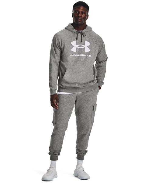 UNDER ARMOUR(アンダーアーマー)の「UAライバルフリース ロゴ フーディー(トレーニング/メンズ)(スウェット・メンズ・グレー×ホワイト・M/XL/L/S/2XL)」の3枚目の写真