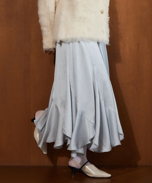 mysty woman（ミスティウーマン）の「エスカルゴマーメイドスカート6　636959（スカート・レディース・グレイッシュブルー/アイボリー/ブラック・FREE）」の3枚目の写真