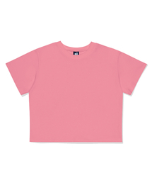 ベーシッククロップ半袖Tシャツピンク