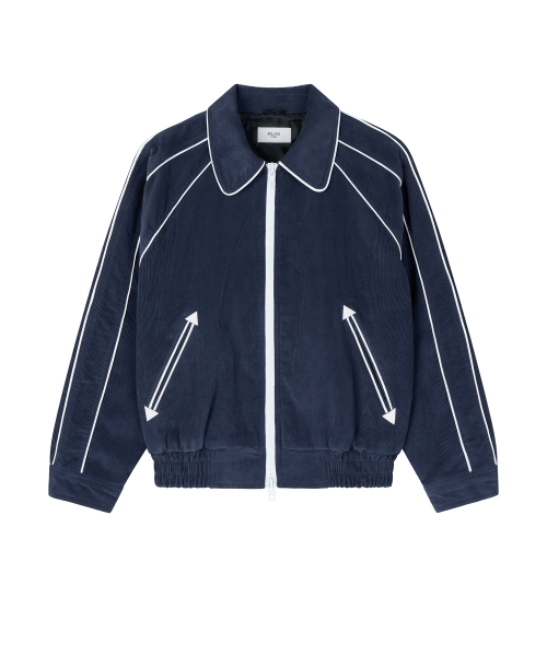 PIPED BLOUSON JACKET CORDUROY NAVY（スタジャン）｜ROLLINGSTUDIOS