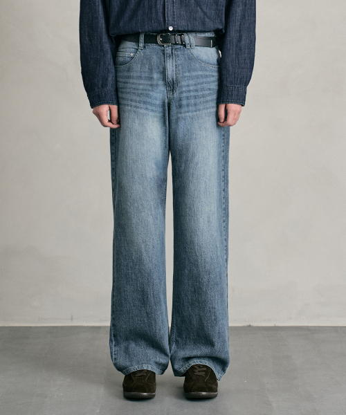 DECET（デケト）の「[リネンライク]Linen Like Mid Rise Wide Jeans DCPT039MidBlueB（デニムパンツ・メンズ・その他・26/28/30/32/34）」の3枚目の写真