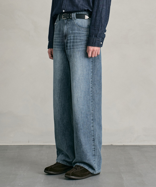 DECET（デケト）の「[リネンライク]Linen Like Mid Rise Wide Jeans DCPT039MidBlueB（デニムパンツ・メンズ・その他・26/28/30/32/34）」の4枚目の写真