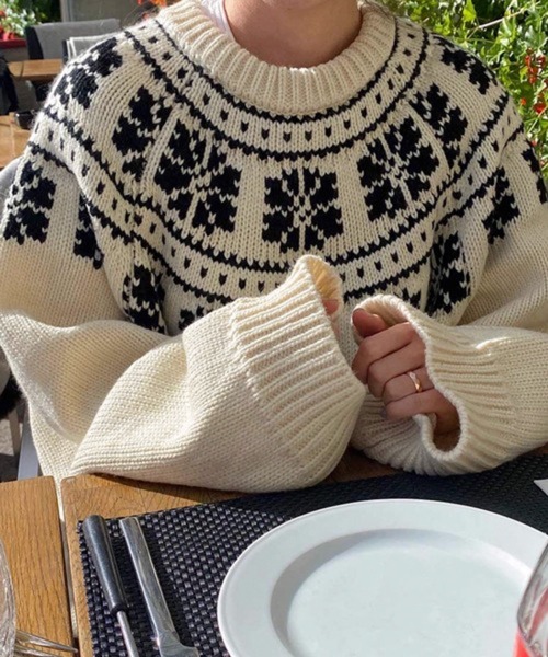 NOWLE(ノウル)の「【NOWLE】ウィンター レトロ ノルディック柄 プルオーバー ニット(ニット/セーター・メンズ・ネイビー/オフホワイト・X-LARGE/LARGE/MEDIUM)」の20枚目の写真