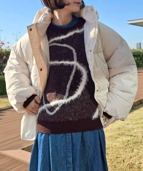 Samansa Mos2（サマンサ モスモス）の「【ZOZO限定】裾ラウンドフェイクダウン（ブルゾン・レディース・ブラック/キナリ・F）」の2枚目の写真