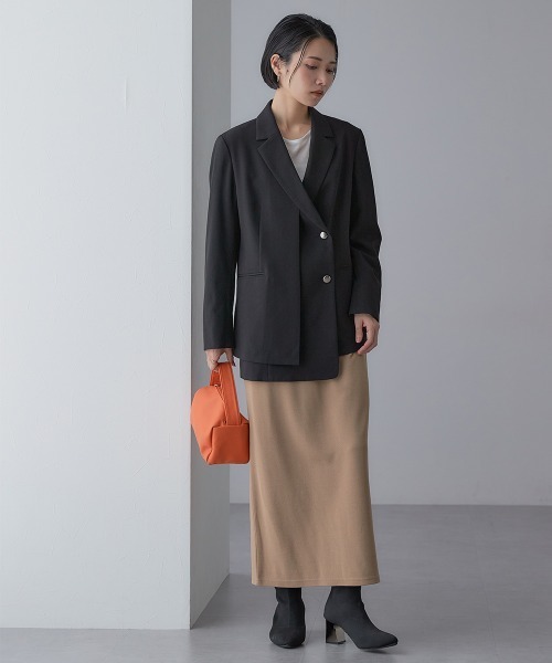 Callarus(カラルス)の「<単品>ストレッチレイヤーデザインテーラードジャケット〔Callarus〕(テーラードジャケット・レディース・ブラック/グレー・S/M/L/LL/3L)」の7枚目の写真