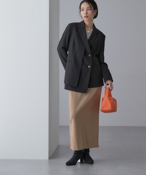 Callarus(カラルス)の「<単品>ストレッチレイヤーデザインテーラードジャケット〔Callarus〕(テーラードジャケット・レディース・ブラック/グレー・S/M/L/LL/3L)」の9枚目の写真