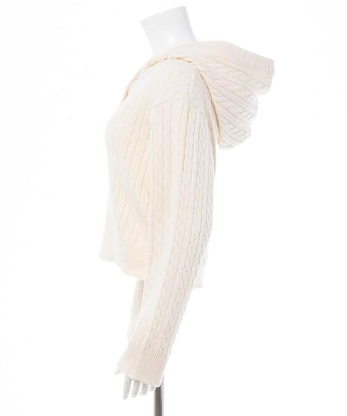 INGNI(イング)の「ケーブルヘンリーネックニットパーカー(パーカー・レディース・グレー/アイボリー/ボルドー/ベージュ・M)」の6枚目の写真