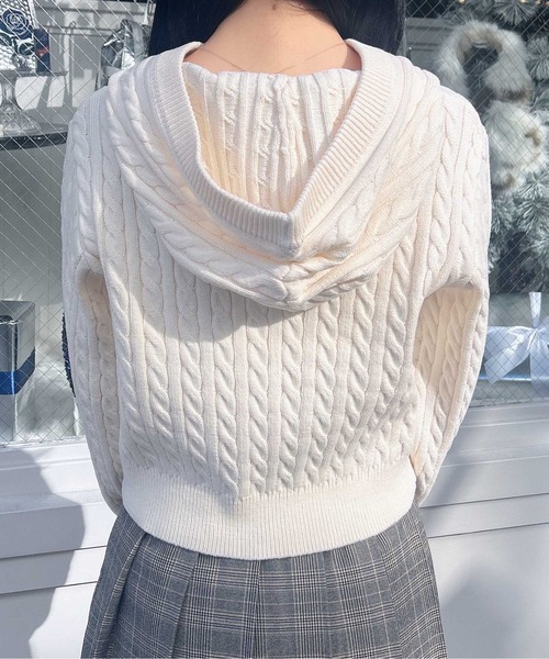INGNI(イング)の「ケーブルヘンリーネックニットパーカー(パーカー・レディース・グレー/アイボリー/ボルドー/ベージュ・M)」の17枚目の写真