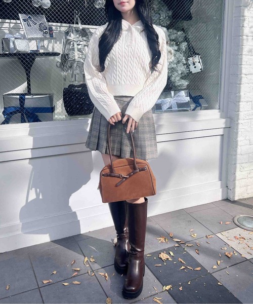 INGNI(イング)の「ケーブルヘンリーネックニットパーカー(パーカー・レディース・グレー/アイボリー/ボルドー/ベージュ・M)」の18枚目の写真