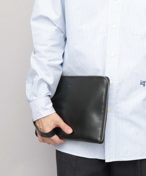 REGiSTA（レジスタ）の「スプリットレザー（牛床革） L字ファスナー クラッチバッグ セカンドバッグ 冠婚葬祭バッグ（クラッチバッグ・メンズ・ブラック・FREE）」の4枚目の写真
