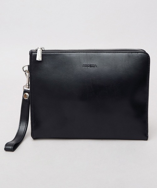 REGiSTA（レジスタ）の「スプリットレザー（牛床革） L字ファスナー クラッチバッグ セカンドバッグ 冠婚葬祭バッグ（クラッチバッグ・メンズ・ブラック・FREE）」の5枚目の写真