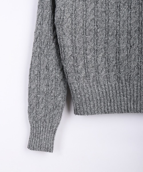 WESTSEA（ウエストシー）の「オフショルダー クロップド丈 ケーブルニット（ニット/セーター・レディース・グレー/ブラック/ブラウン・FREE）」の9枚目の写真