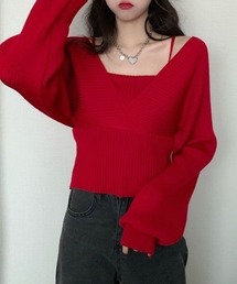 【26年春新作】レイヤードカシュクールニット